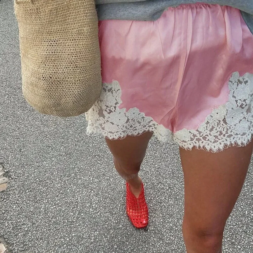 Pink Casual Women Boho Lace Pettipants